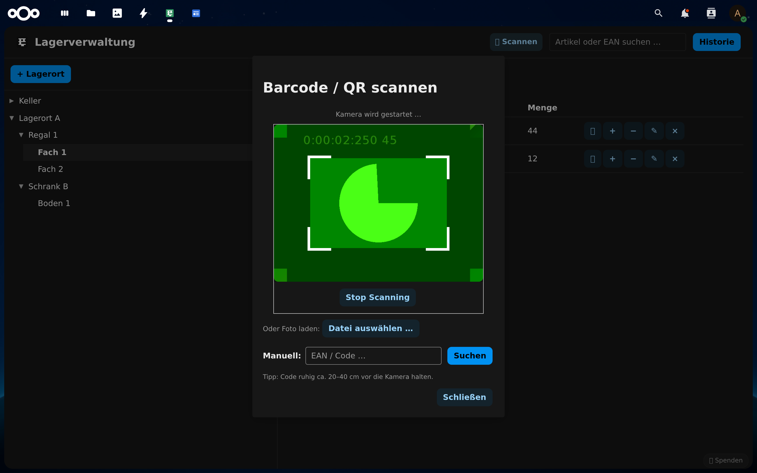 Barcode- und QR-Scanner mit Kamera